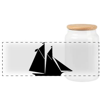 Voile - Boîte à biscuits avec couvercle en bois - blanc - Devant