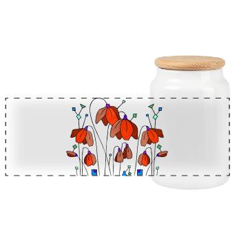 Fleur - Boîte à biscuits avec couvercle en bois - blanc - Devant