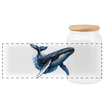 Buckelwal – Ozean-Illustration - Panorama Keksdose mit Holzdeckel - Weiß - Vorne