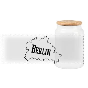 Berlin - Panorama Keksdose mit Holzdeckel - Weiß - Vorne