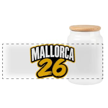 Mallorca 26 Vintage Grafik - Panorama Keksdose mit Holzdeckel - Weiß - Vorne