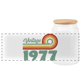 Vintage 1977 Retro Mountain Geburtstag 1977 - Panorama Keksdose mit Holzdeckel - Weiß - Vorne