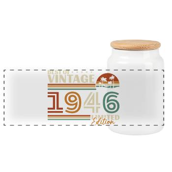 1946 Vintage Rétro Cadeau D'anniversaire - Boîte à biscuits avec couvercle en bois - blanc - Devant