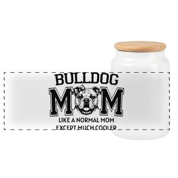 Bulldoggen-Mama Hundeliebhaber Niedliche Welpenkunst - Panorama Keksdose mit Holzdeckel - Weiß - Vorne