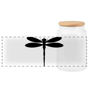 Dragonfly - Panoramic Cookie Jar with Wooden Lid - white - Front