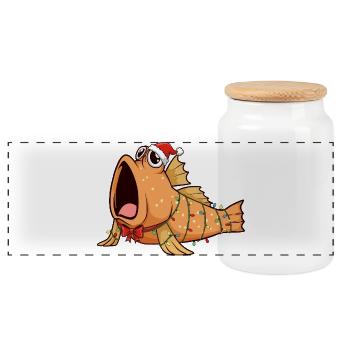 Funny Mudskipper - Christmas - Panoramic Cookie Jar with Wooden Lid - white - Front