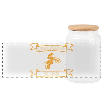 Ilian en motard - Boîte à biscuits avec couvercle en bois - blanc - Devant