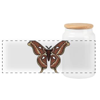 Papillon Polypheme Moth Saturnie Wing Tattoo - Boîte à biscuits avec couvercle en bois - blanc - Devant