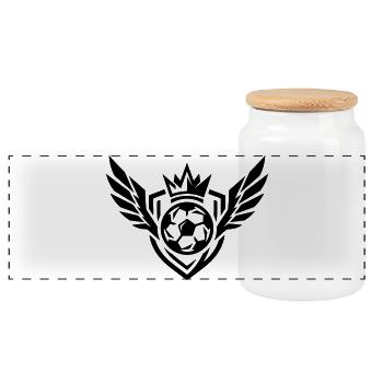 Football Coat of Arms - Panoramic Cookie Jar with Wooden Lid - white - Front