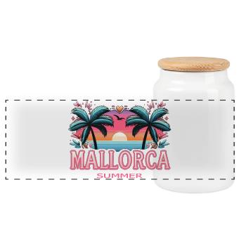Mallorca - Panorama Keksdose mit Holzdeckel - Weiß - Vorne