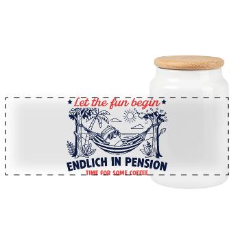 Enfin dans Pension Retro Coffee - Boîte à biscuits avec couvercle en bois - blanc - Devant