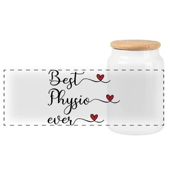 Best Physical Therapist - Panoramic Cookie Jar with Wooden Lid - white - Front
