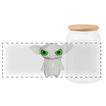White Alien with Glowing Eyes - Panoramic Cookie Jar with Wooden Lid - white - Front