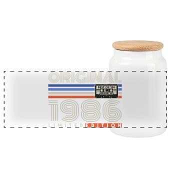 Cadeau d’anniversaire rétro vintage vintage 1986 - Boîte à biscuits avec couvercle en bois - blanc - Devant