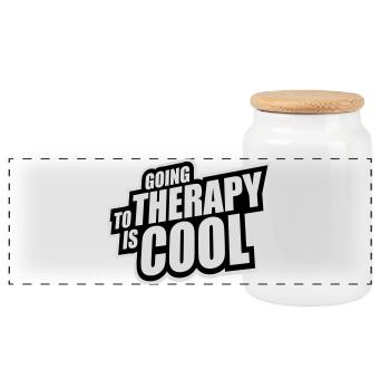 Going To Therapy Is Cool Lustig Psychisch Gesund - Panorama Keksdose mit Holzdeckel - Weiß - Vorne