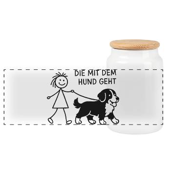 Berner Sennenhund Spruch Hundehalterin Humor - Panorama Keksdose mit Holzdeckel - Weiß - Vorne