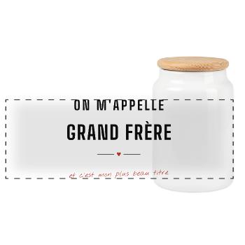 Grand Frère : Mon Plus Beau Titre - Boîte à biscuits avec couvercle en bois - blanc - Devant