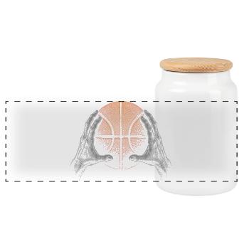 Basketball - Panoramic Cookie Jar with Wooden Lid - white - Front