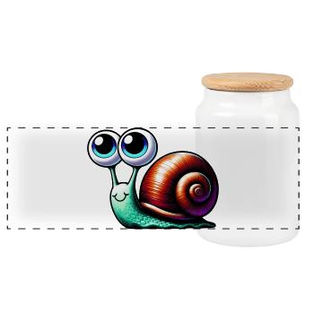 Escargot - Boîte à biscuits avec couvercle en bois - blanc - Devant