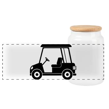Golf carts - Panoramic Cookie Jar with Wooden Lid - white - Front