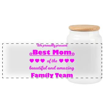 Meilleure équipe de maman – Family Joy Pink - Boîte à biscuits avec couvercle en bois - blanc - Devant
