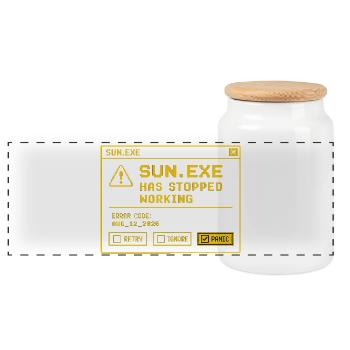 SUN.EXE: Solar eclipse retro error screen - Panoramic Cookie Jar with Wooden Lid - white - Front