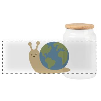 Mignon Kawaii Earth Snail Minimalist Planet Vector - Boîte à biscuits avec couvercle en bois - blanc - Devant