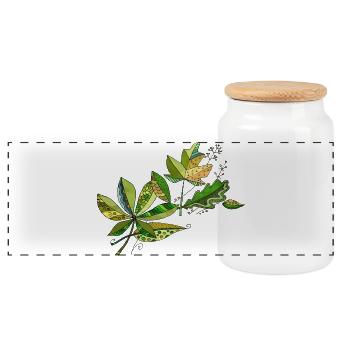 feuilles - Boîte à biscuits avec couvercle en bois - blanc - Devant