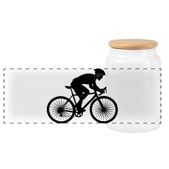 Cycliste - Boîte à biscuits avec couvercle en bois - blanc - Devant