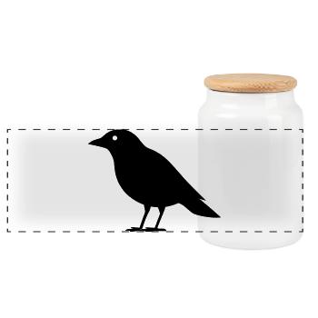 crow - Panoramic Cookie Jar with Wooden Lid - white - Front