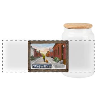Mausegattstraße – Ruhrpott - Panorama Keksdose mit Holzdeckel - Weiß - Vorne