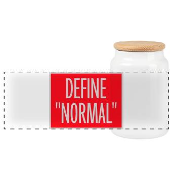 Define Normal Funny Sarcastic Definition Graphic - Panoramic Cookie Jar with Wooden Lid - white - Front