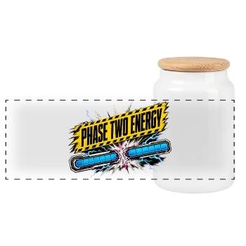 Phase deux : Style de bande dessinée Energy - Boîte à biscuits avec couvercle en bois - blanc - Devant