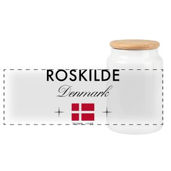 Roskilde Danemark Coordonnées Souvenir de voyage - Boîte à biscuits avec couvercle en bois - blanc - Devant
