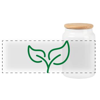 Green Leaf Line Icon Eco Nature Growth Symbol Vect - Panoramic Cookie Jar with Wooden Lid - white - Front