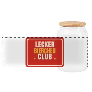 Lecker Bierchen Club Bier Team lustiger Spruch - Panorama Keksdose mit Holzdeckel - Weiß - Vorne