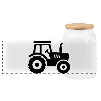 Tractor Tractor Silhouette - Panoramic Cookie Jar with Wooden Lid - white - Front