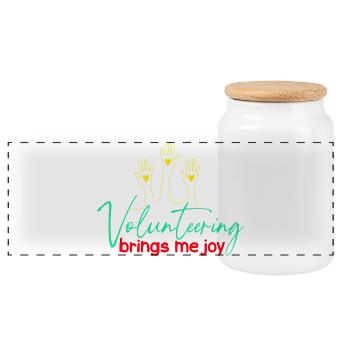 Volunteer Appreciation Brings Me Joy Volunteer - Panoramic Cookie Jar with Wooden Lid - white - Front