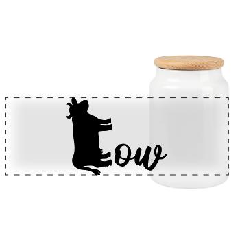 Vache bovine domestique - Boîte à biscuits avec couvercle en bois - blanc - Devant