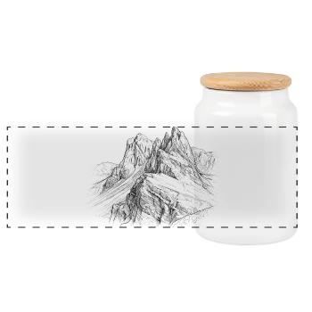 Silhouette Secada | Design des dolomites d’Odle | - Boîte à biscuits avec couvercle en bois - blanc - Devant