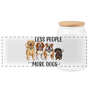 Funny Less People More Dogs Merch - Panoramic Cookie Jar with Wooden Lid - white - Front