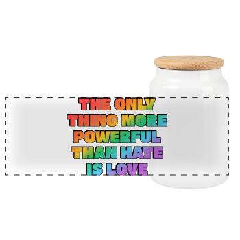 Love Over Hate Rainbow Power - Panoramic Cookie Jar with Wooden Lid - white - Front