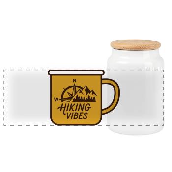 Logo Boussole Wanderlust Mug - Boîte à biscuits avec couvercle en bois - blanc - Devant
