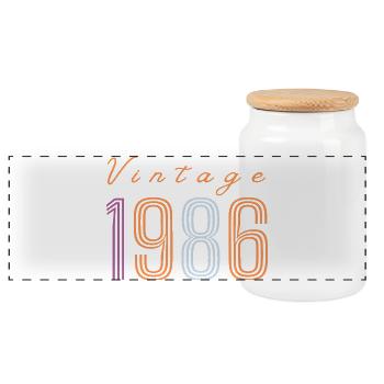 Design rétro d’anniversaire « Vintage 1986 » - Boîte à biscuits avec couvercle en bois - blanc - Devant