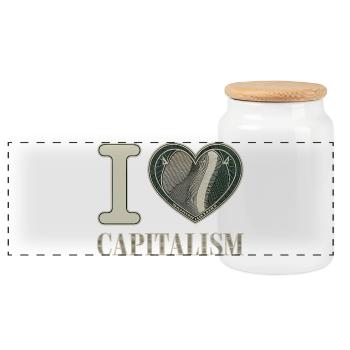 I Love Capitalism Unternehmer Aktien Kapitalismus - Panorama Keksdose mit Holzdeckel - Weiß - Vorne