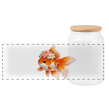 Goldfisch - Panorama Keksdose mit Holzdeckel - Weiß - Vorne