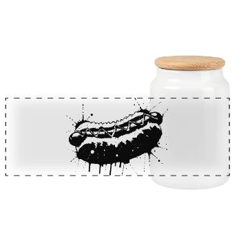 Hot Dog Ink Splash & Splash Black - Panorama Keksdose mit Holzdeckel - Weiß - Vorne