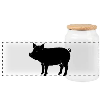 pig - Panoramic Cookie Jar with Wooden Lid - white - Front
