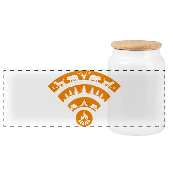 Camping Nature WiFi Minimalist Adventure - Panoramic Cookie Jar with Wooden Lid - white - Front