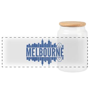Melbourne Skyline Design Blue - Boîte à biscuits avec couvercle en bois - blanc - Devant